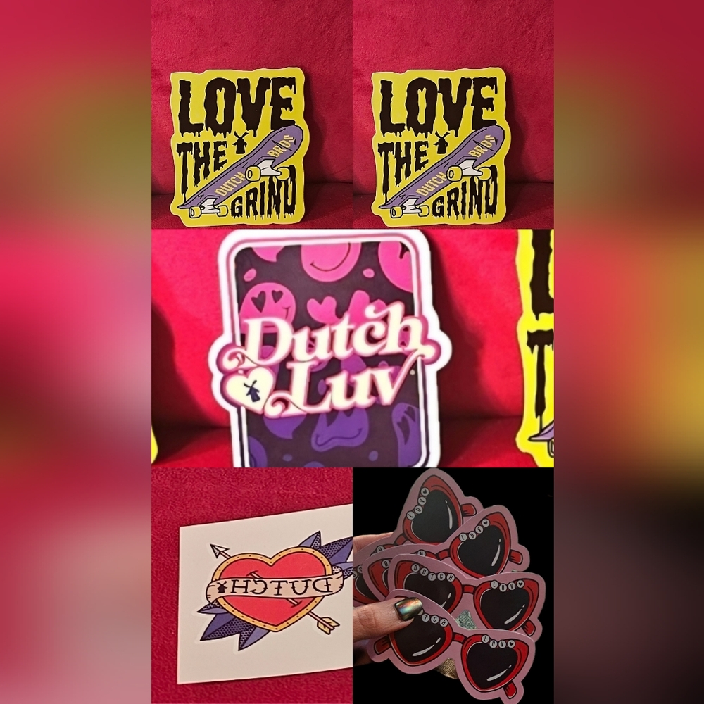 Set Of 8 Dutch Bros Limited Edition 7 Stickers, 1 TempTattoo. NWT♥Valentines Day